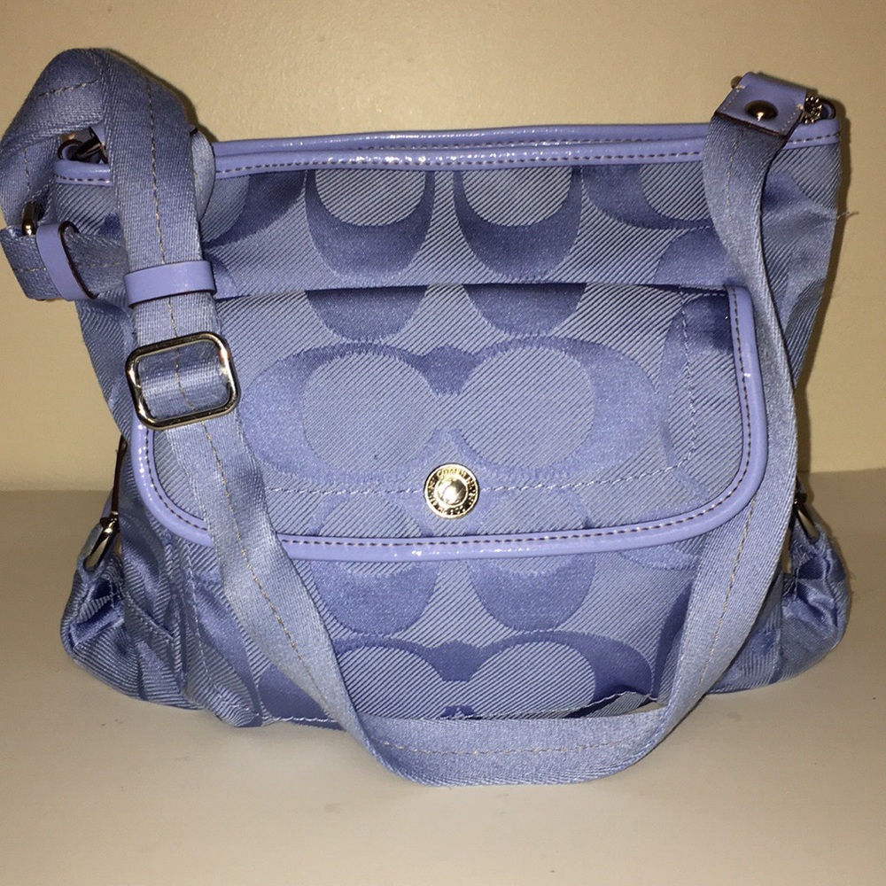 Coach Periwinkle Blue Signature Jacquard Crossbody with Front Pocket - Picture 3 of 5